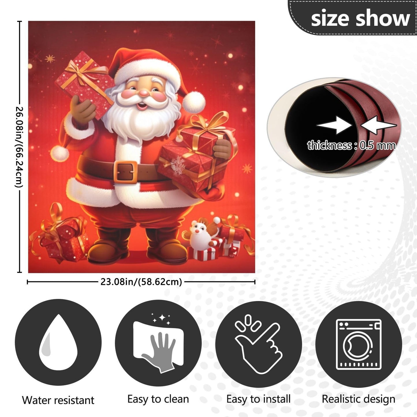 Bulletgxll Christmas Santa Dishwasher Magnet Cover Decorative Magnetic Dishwasher Front Door Cover Refrigerator Magnet Sheet Sticker for Home Kitchen Decor, 23 x 26 Inch