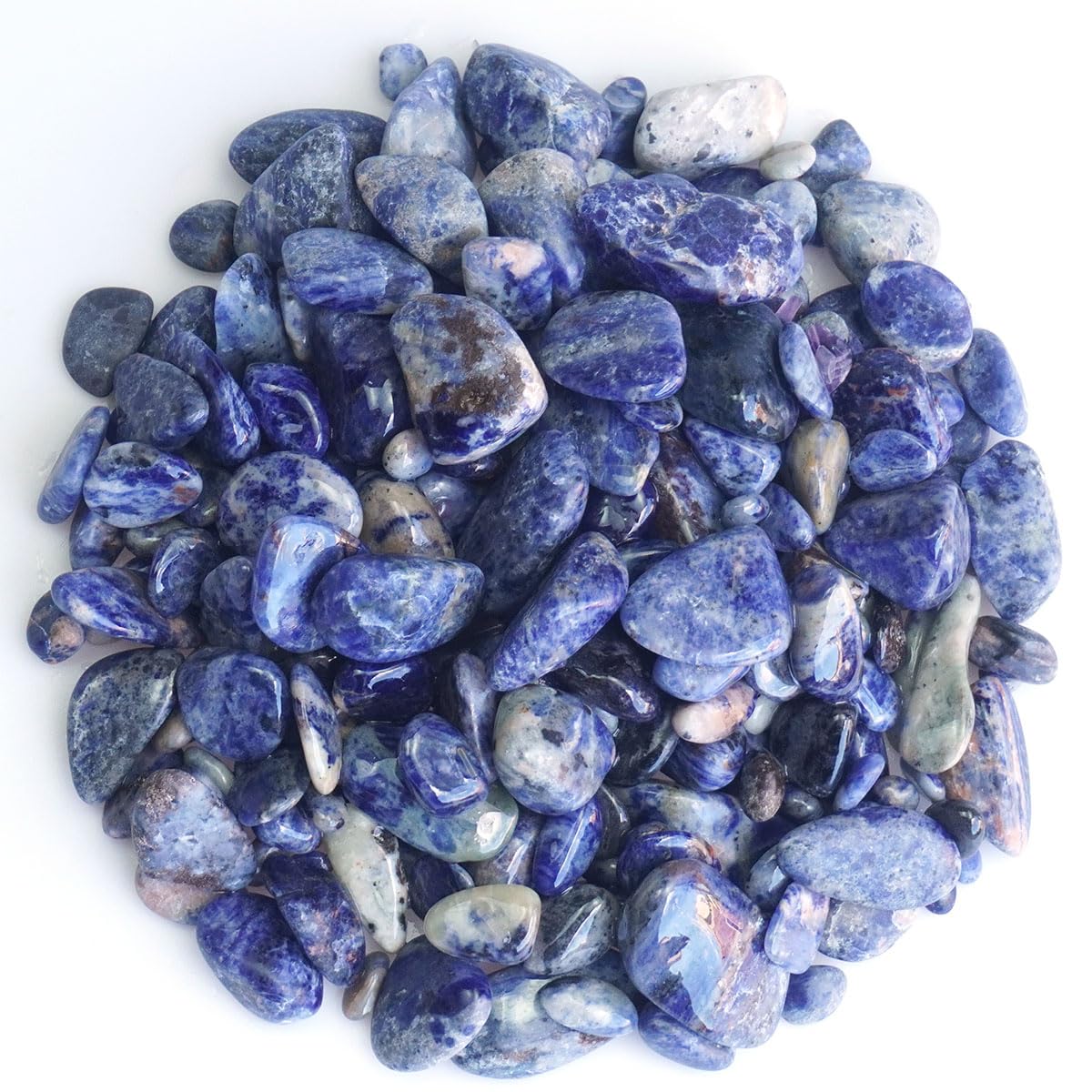 XMHOME 3 Pounds Blue Sodalite Tumbled Stones - Natural Polished Gemstones for Vase Filler, Decoration, and Crafts