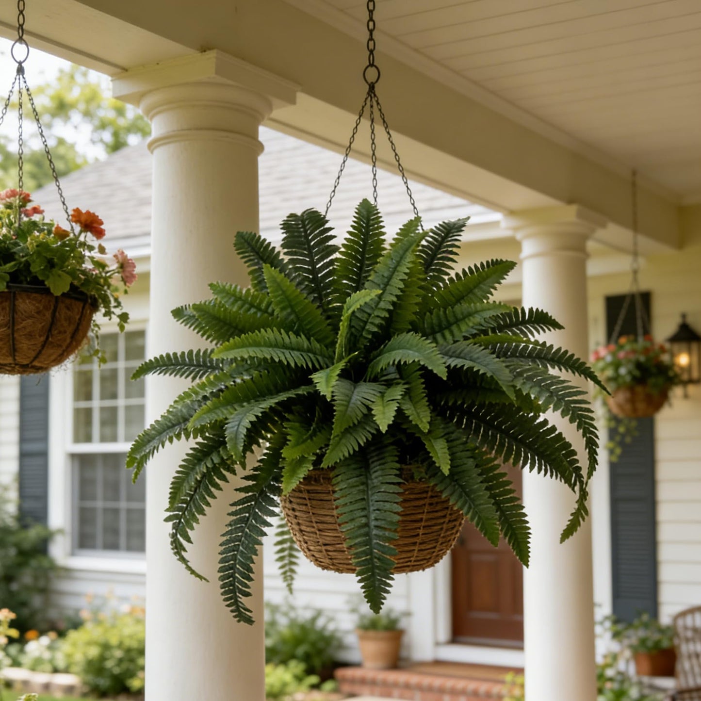 Senjie Artificial Boston Fern 2 Set 55 Branches Fake Ferns for Outdoors 32Inch Faux Plant for Home Living Room Office Decor