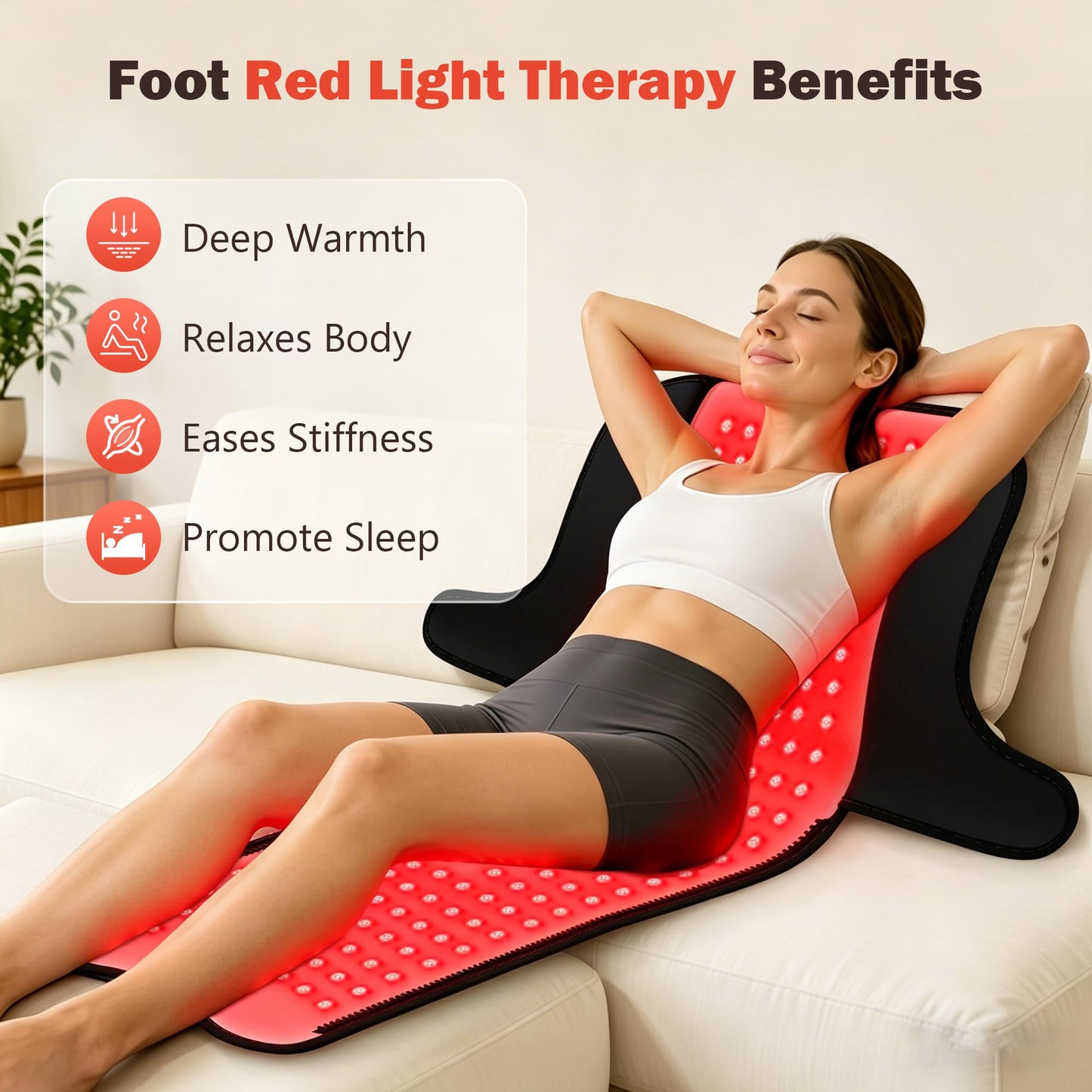 SUHZF Red Light Therapy for Feet, 480 LEDs with 660nm & 850nm, 5 Modes & 6 Timers, Infrared Light Heating Pad for Tired Legs, Ankles & Body, Ideal for Home/Office (15"x11.3"x24.5")