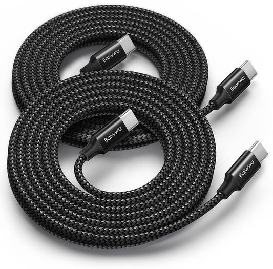 [2Pack, 10ft] Long USB C to USB C Cable, 60W Fast Charge Type C Charger Cord for iPhone 16 15/16 15 Pro/16 15 Plus/16 15 Pro Max Samsung Galaxy S25 S25 Ultra S25+ S24, iPad Air/Pro MacBook Air/Pro