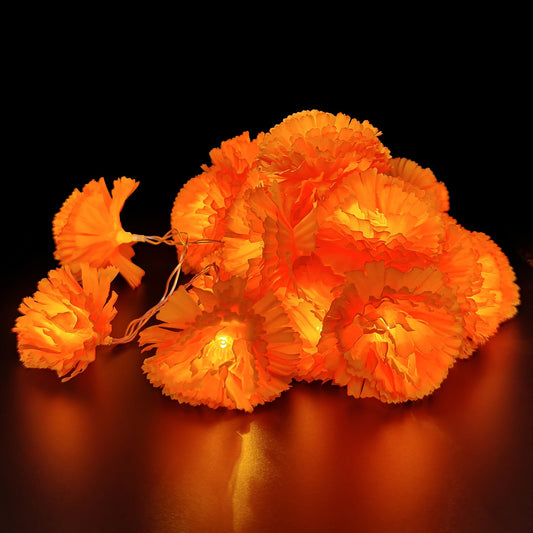 Gee Hut Marigold Garland String Lights Day of The Dead Decoration - 10ft 20 LED Marigold Flower Garlands Lights Battery Operated - Dia de Los Muertos Decoration for Diwali Halloween Indian Party