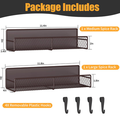 Magnetic Spice Rack for Refrigerator, 6 Pack 100% Metal Strong Magnet Shelf, Space Saving Spice Organizer, Home Kitchen Laundry Room Storage Organization W/ Paper Towel Holder, Utensils Racks (Grey)