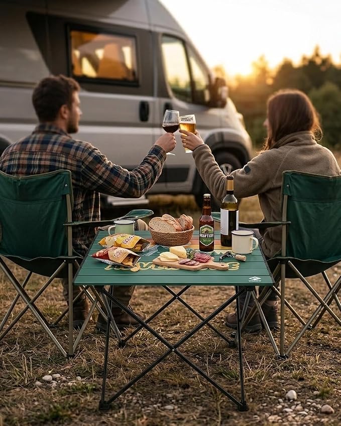 VILLEY Portable Camping Side Table, Ultralight Aluminum Folding Table