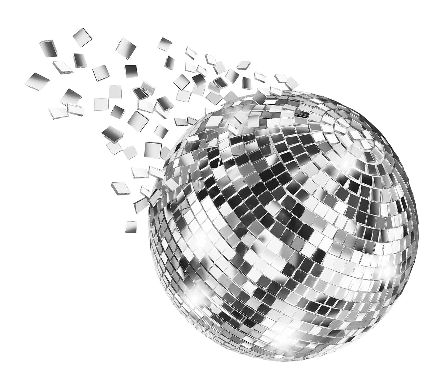The Dreidel Company 4-Pack Mirror Disco Ball 3" Inch Silver Hanging Ball with Attached String for Hanging, Reflects Light, Party Favor (Pack of 4)