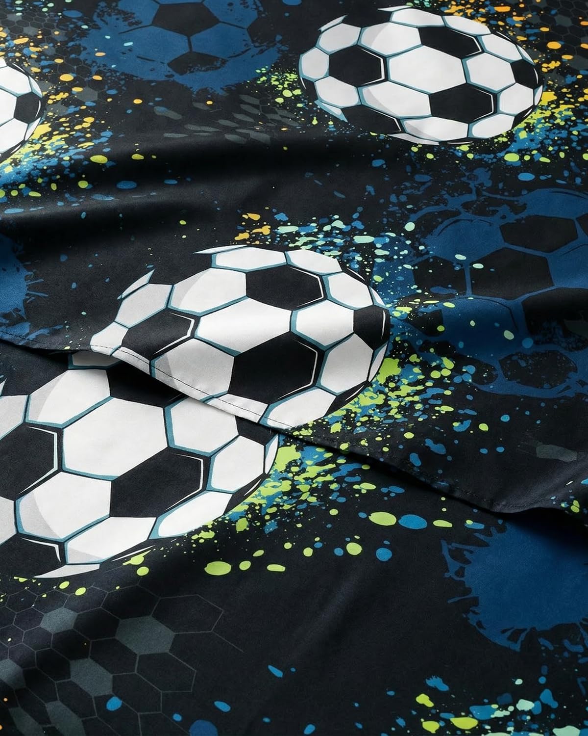 CGK Unlimited Kids Midnight Soccer Twin 3 Piece Sheet Set - Boys, Girls, Teens, Toddler - Easy Fit Deep Pockets - Soft, Cooling & Breathable Sheets - Cute, Cozy, Fade & Wrinkle Free - Machine Washable