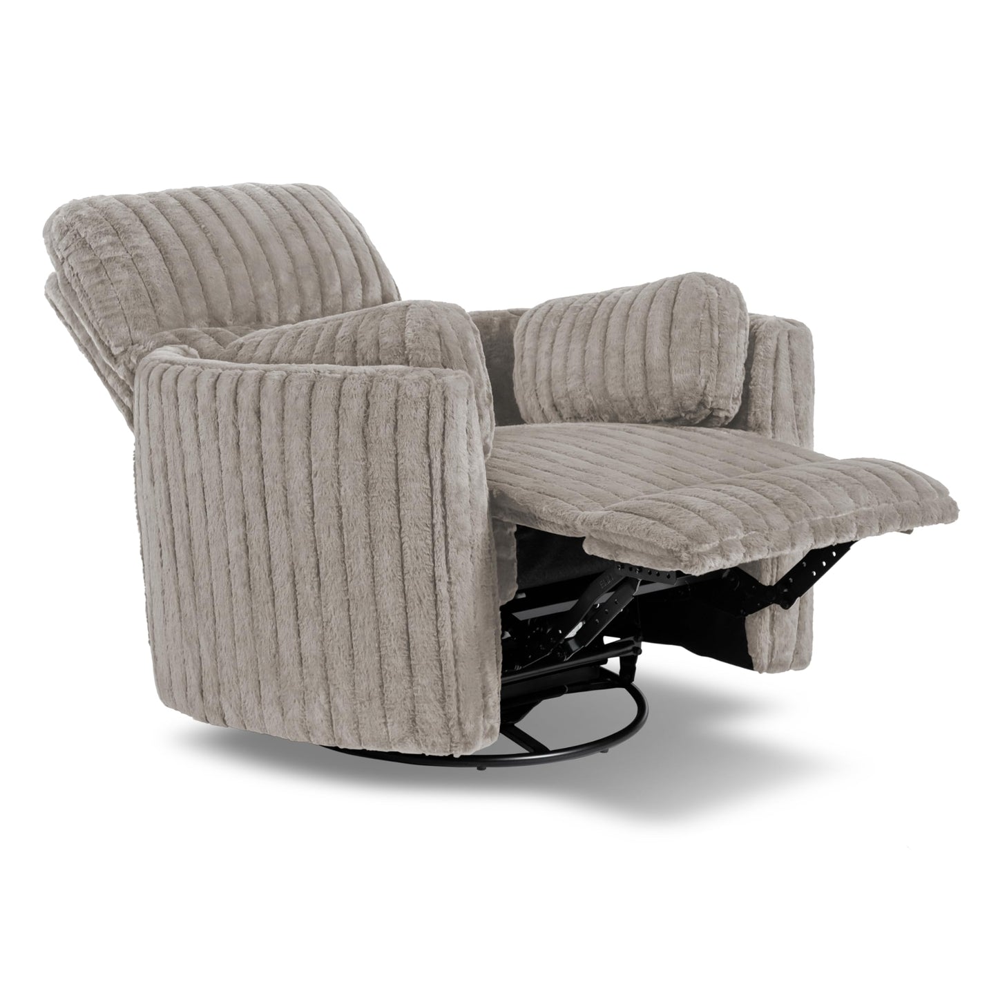 Furniture of America Vyrinor Modern Chenille Power 220° Swivel Recliner Chair with Pillows, Reclining Glider, Comfy Sofa, Wooden Comfortable Couch for Living Room, Nursery, Home Theater, Taupe