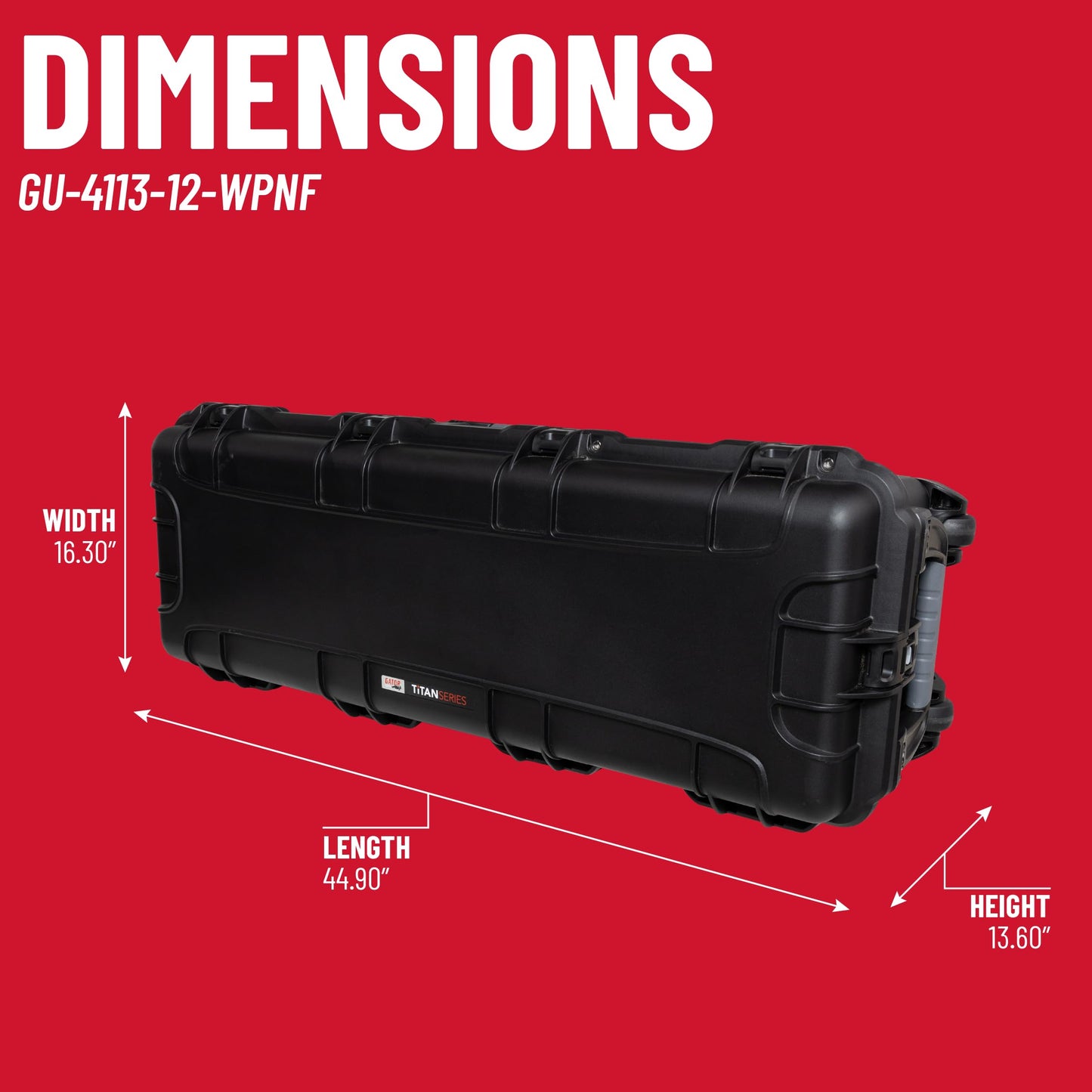 Gator Cases Titan Series Waterproof Utility Case; 41.7" X 13.6" X 12.5"; (GU-4113-12-WPNF)