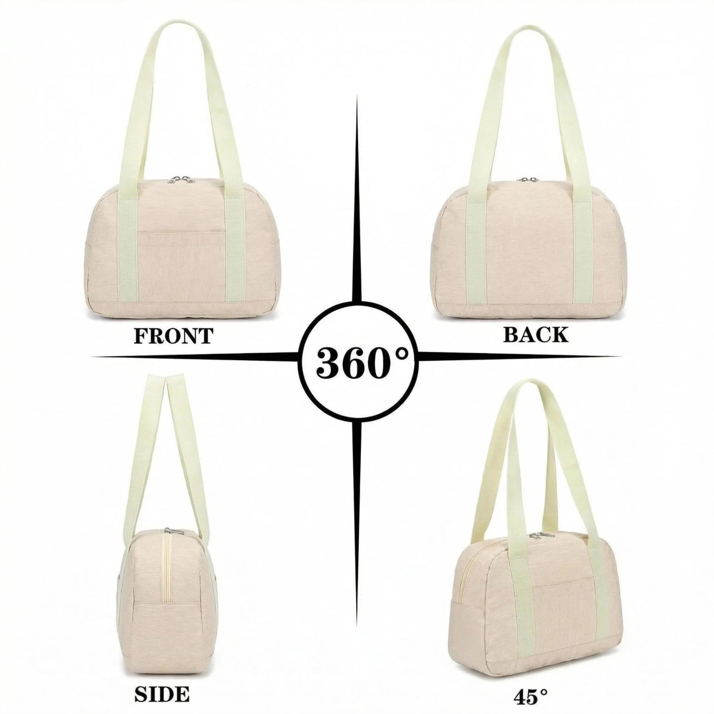Mini Gym Bag for Women Girls, 12 inch Small Gym Tote, Lightweight Small Carry On Duffle Bag for Travel Sports (Beige)