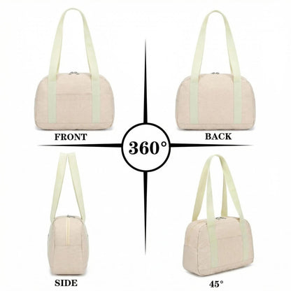 Mini Gym Bag for Women Girls, 12 inch Small Gym Tote, Lightweight Small Carry On Duffle Bag for Travel Sports (Beige)