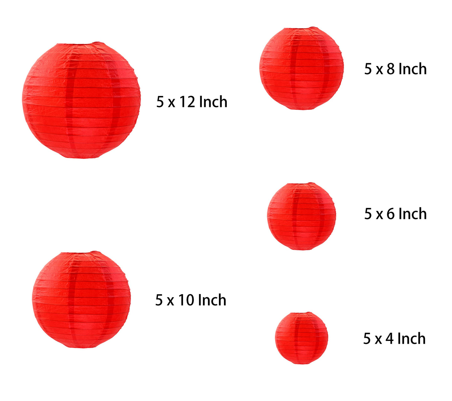 25 Pack Paper Lanterns, Sizes of 4", 6", 8", 10", 12", Hanging Lanterns Decorations Ball Lanterns for Home Decoration, Birthday Party and Wedding Decorations (Red)