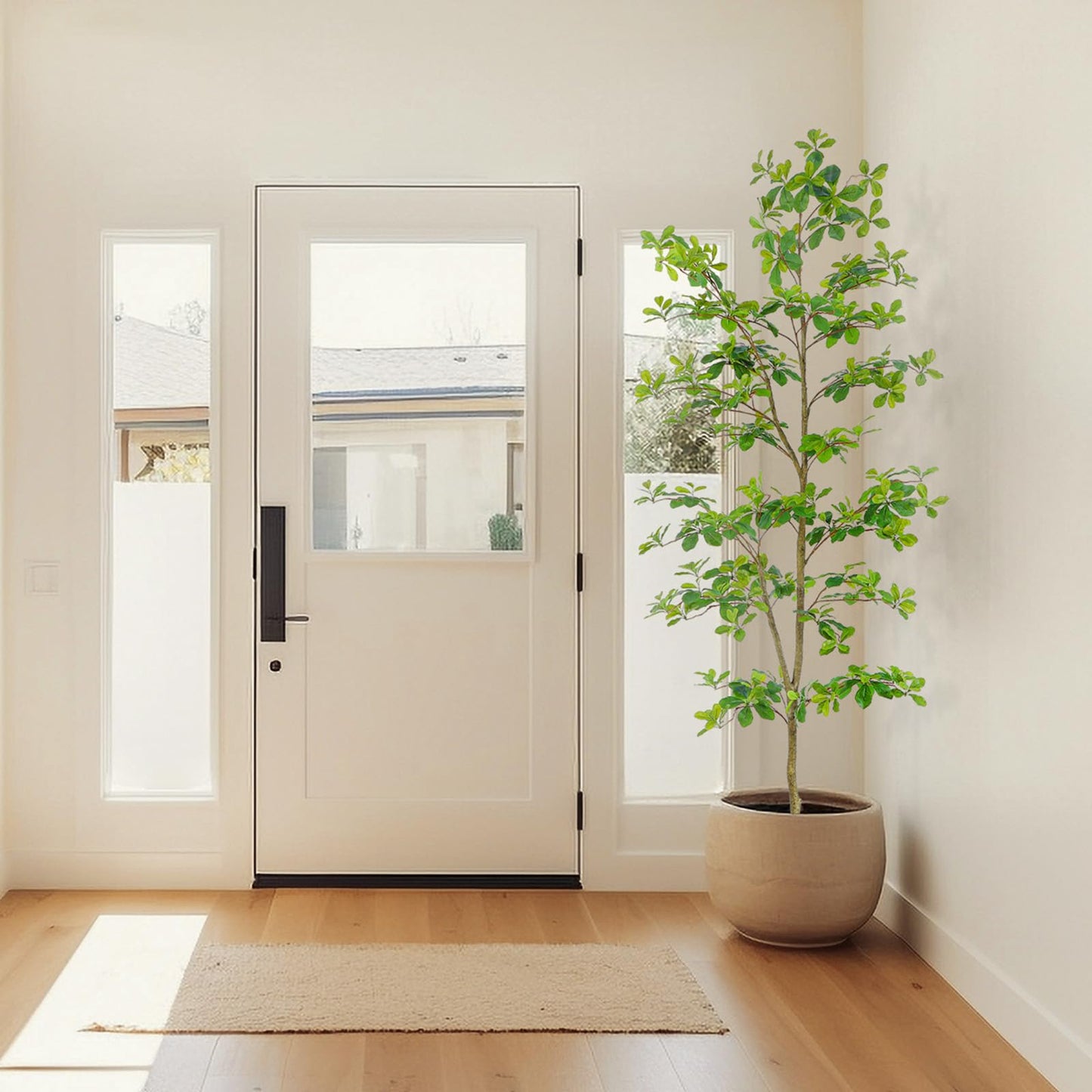 Bellacat Faux Black Olive Tree 7ft, Tall Faux Trees Indoor with Natural Trunk and Realistic Leaves. 7 Feet(84in) Artificial Tree for Home Office Décor.