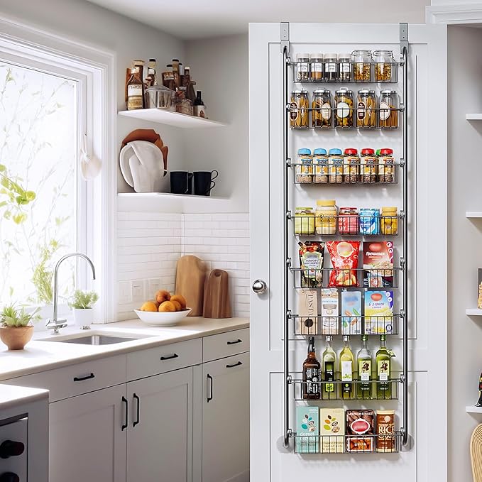 Delamu Over The Door Pantry Organizer, 8-Tier Pantry Door Organizers and Storage