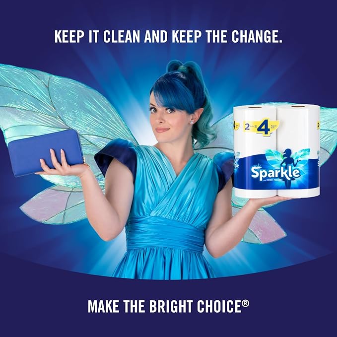 Sparkle Tear-A-Square Paper Towels, 2 Double Rolls = 4 Regular Rolls,