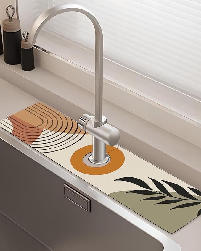 Patterned Sink Faucet Mat Kitchen Splash Guard Super Absorbent Drying Mat