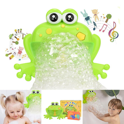 Light Up Baby Bath Bubble Toy with 24 Classical Nursery Rhymes, Automatic Frog Bubble Maker for Kids