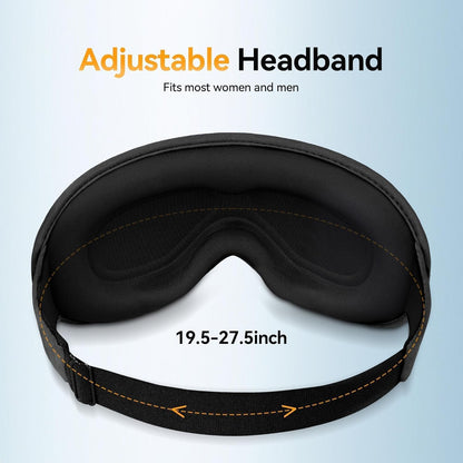 Blackout Sleep Mask: Weighted Eye Mask for Men Women - 3D Contoured Zero Pressure and Eyelash Free - Airplane Travel Nap Night Sleeping Blindfold - Adjustable Ear-Friendly Breathable Comfortable Black