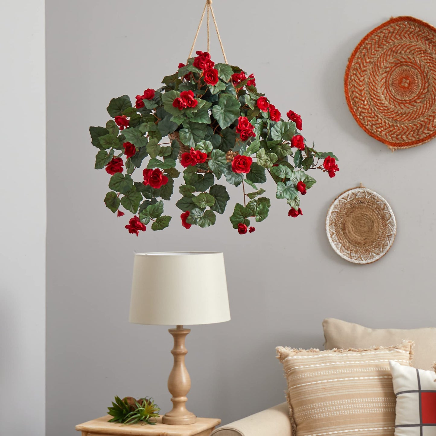 Nearly Natural Begonia Hanging Basket