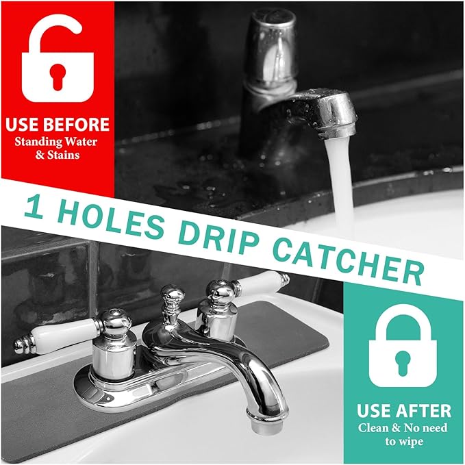 Tioncy 2 Pcs Faucet Mat Sink Splash Guard Oval-hole Oval Splash Pad