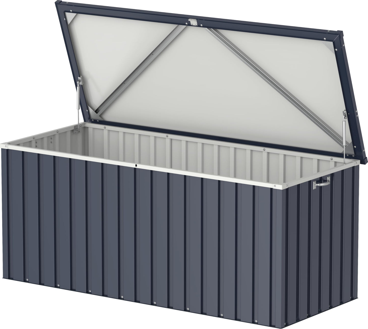 Duramax DH 1.7 Metal Cushion Box (770 L) with Hydraulic Gas Cylinder & Padlock Eye, Outdoor Deck Box and Garden Furniture Organizer, Anthracite & Off-White Trimmings