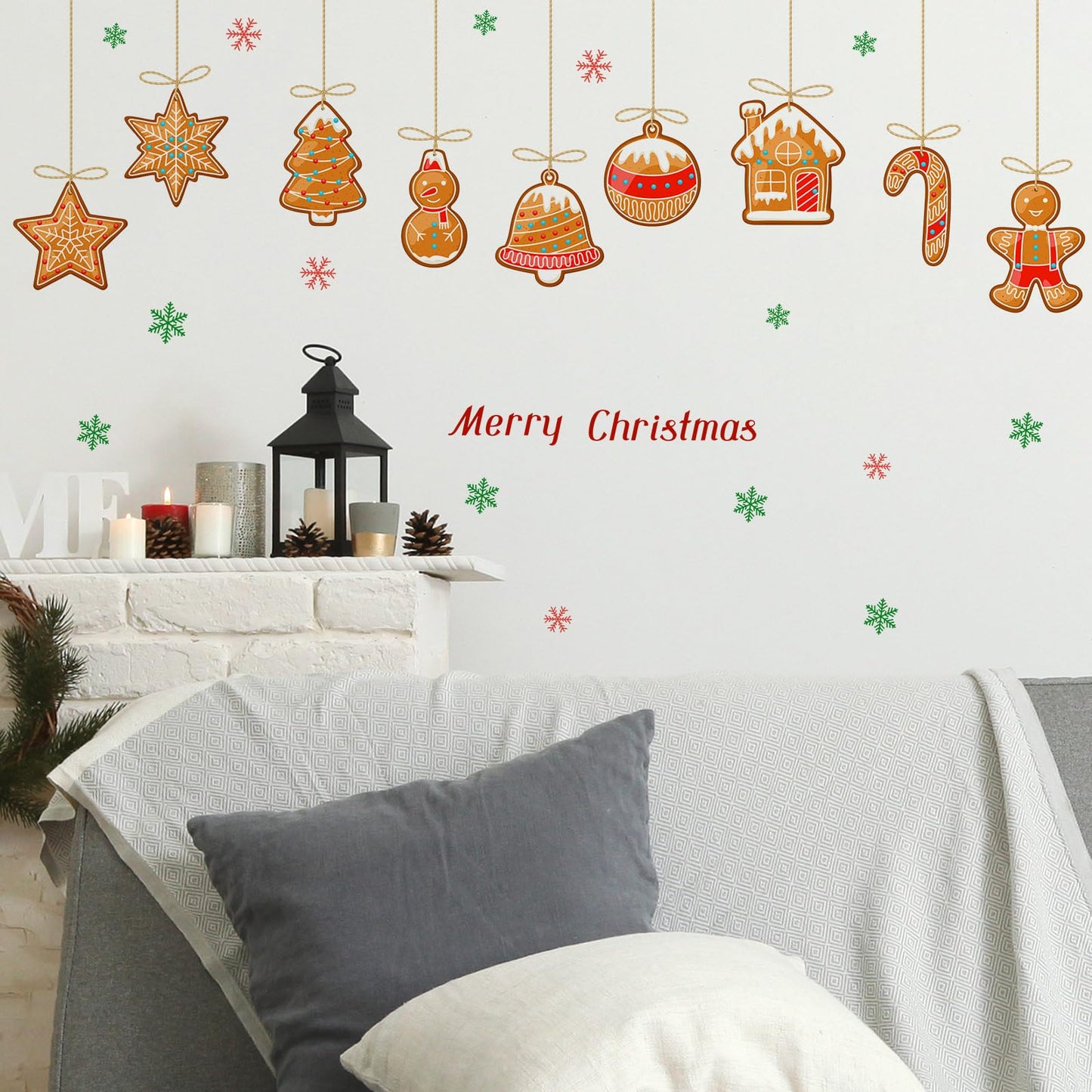 Christmas Wall Decals for Bedroom Hanging Christmas Tree Snowflake Gift Wall Stickers for Living Room Window Decor Removable Art Mural for Kids Baby Gift Nursery Door Decor Supplies (Style2)