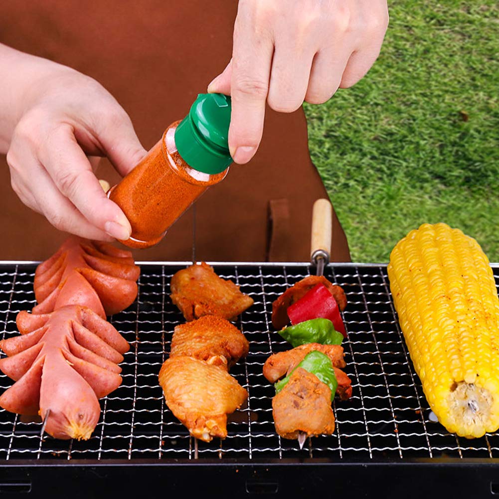 FEOOWV 100 Pcs Empty Plastic Spice Bottles Set for Storing Barbecue Seasoning Salt Pepper and More 75 ml/2.5 oz (Green)