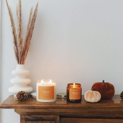 Calyan Wax Co. Pumpkin & Spices 2 Wick Scented Candle - 37 Hour Burn - Luxury Clean Soy Wax Candles - Long Lasting Large Glass Jar Candle for Home - 8.8oz
