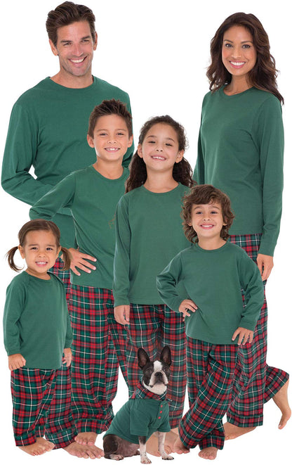PajamaGram Christmas Pajamas For Family, Red & Green Plaid, Pets LG
