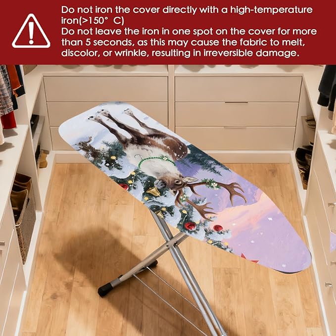 Nuxovilar Ironing Board Cover Winter Deer by Tree Pattern Polyester 15x54 Inches