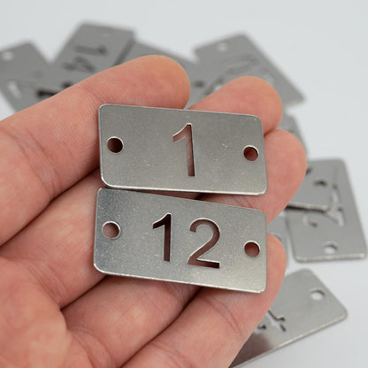 StayMax Rectangle Metal Hollowed Numbered Tags Stainless Steel Number Key Tags (1-10)