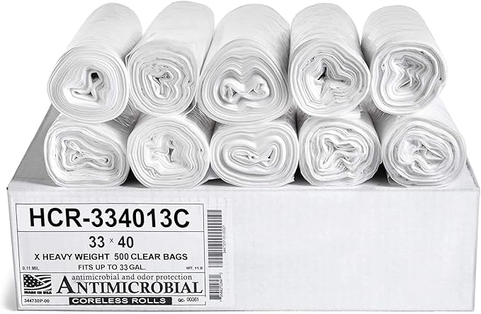 Aluf Plastics High Density Trash Bags, 33 Gallon, 13 Micron,