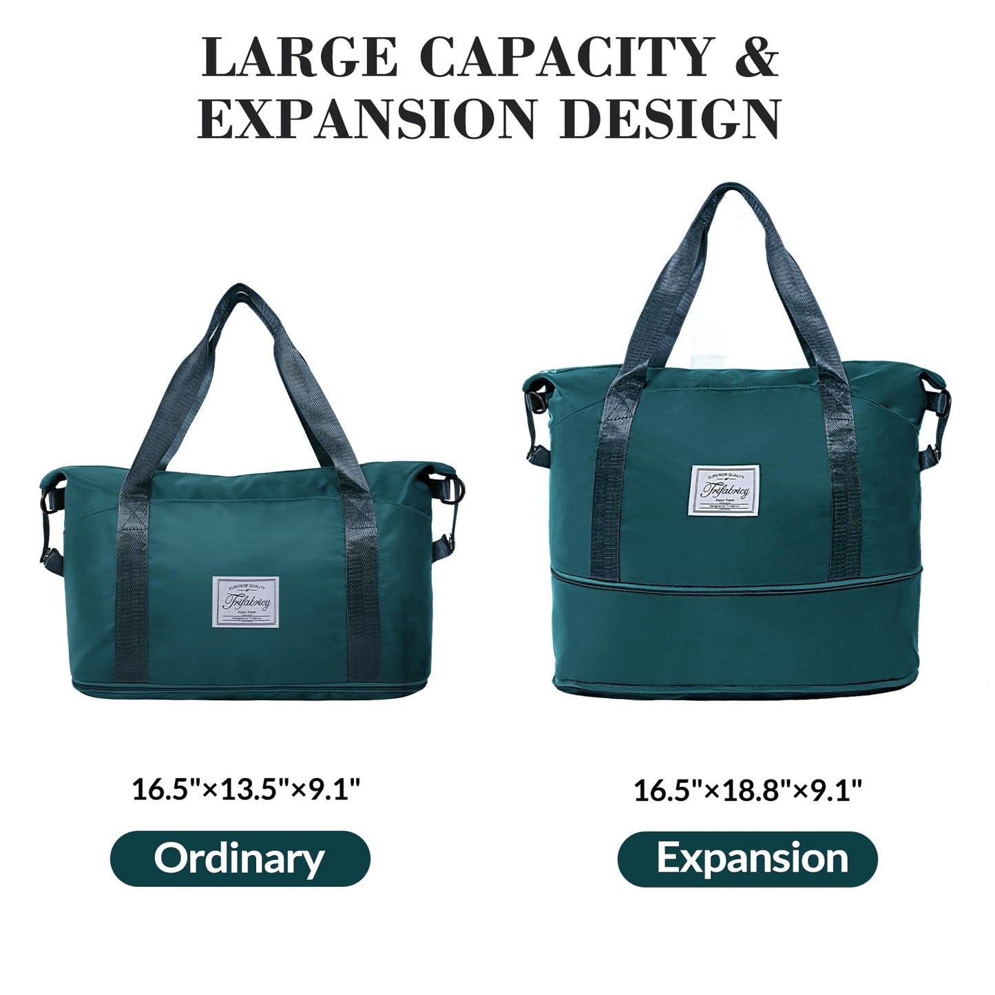 Travel Duffel Bag - Large Shoulder Weekender Overnight Bag, Carry on Bag with Wet Pocket, Waterproof Expandable Duffel Bag with Trolley Sleeve, Sports Tote Gym Bag for Women, Peacock blue