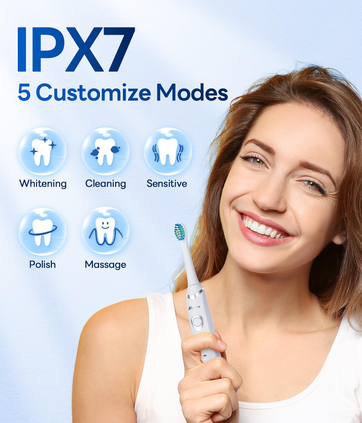 Bymore Electric Toothbrush for Adults,Travel Sonic Toothbrush with 8 Replacement Heads, Ultra Clean Rechargeable Toothbrush Portable One Charge for 330days 5 Modes 2mins Timer-Black