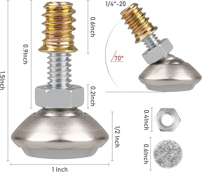 Anwenk Swivel Leveling Feet Furniture Levelers Feet Angle Height Adjustable