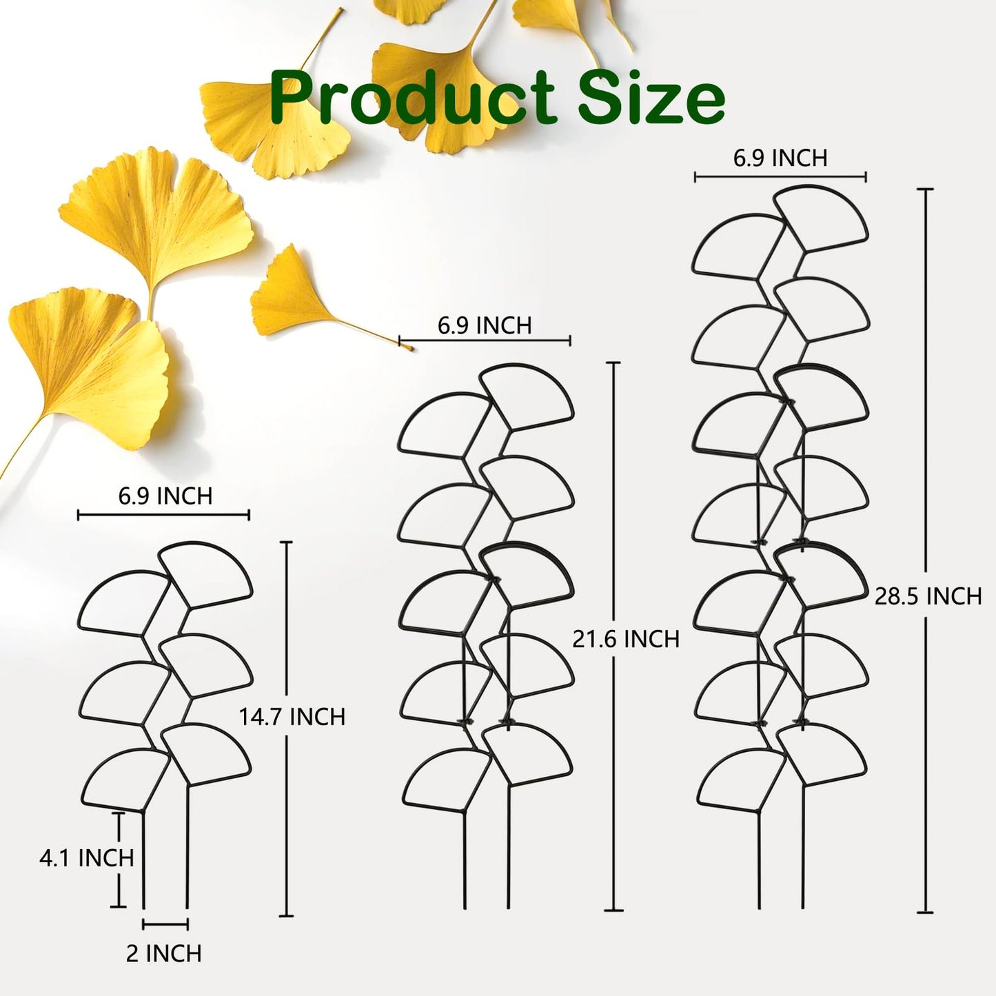 IA Garden Indoor Plant Trellis for Climbing Plants, 3 Pack Stackable Garden Trellis for Potted Plants, Small House Plant Trellis for Vine Ivy Flower Plant Support Outdoor DIY Metal Trellis, Black