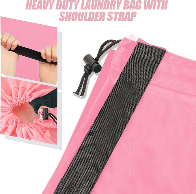 Heavy Duty Laundry Bag with Strap, 2 Pack Travel Laundry Bags