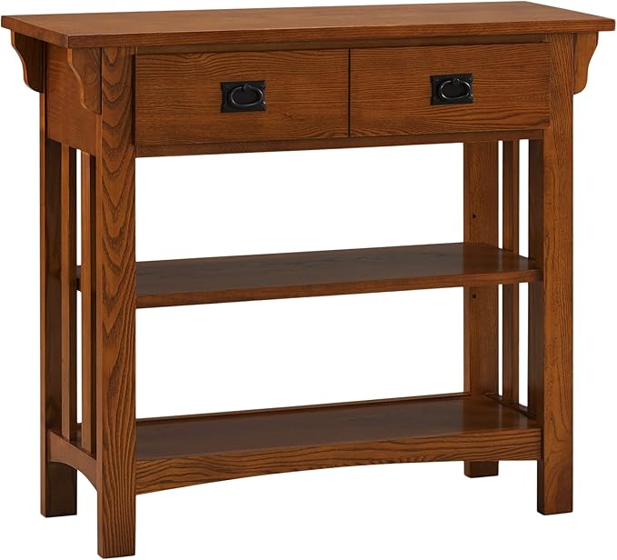 Leick Home Mission Impeccable Bookshelf, Solid Wood, 2 Drawers, 2 Shelves