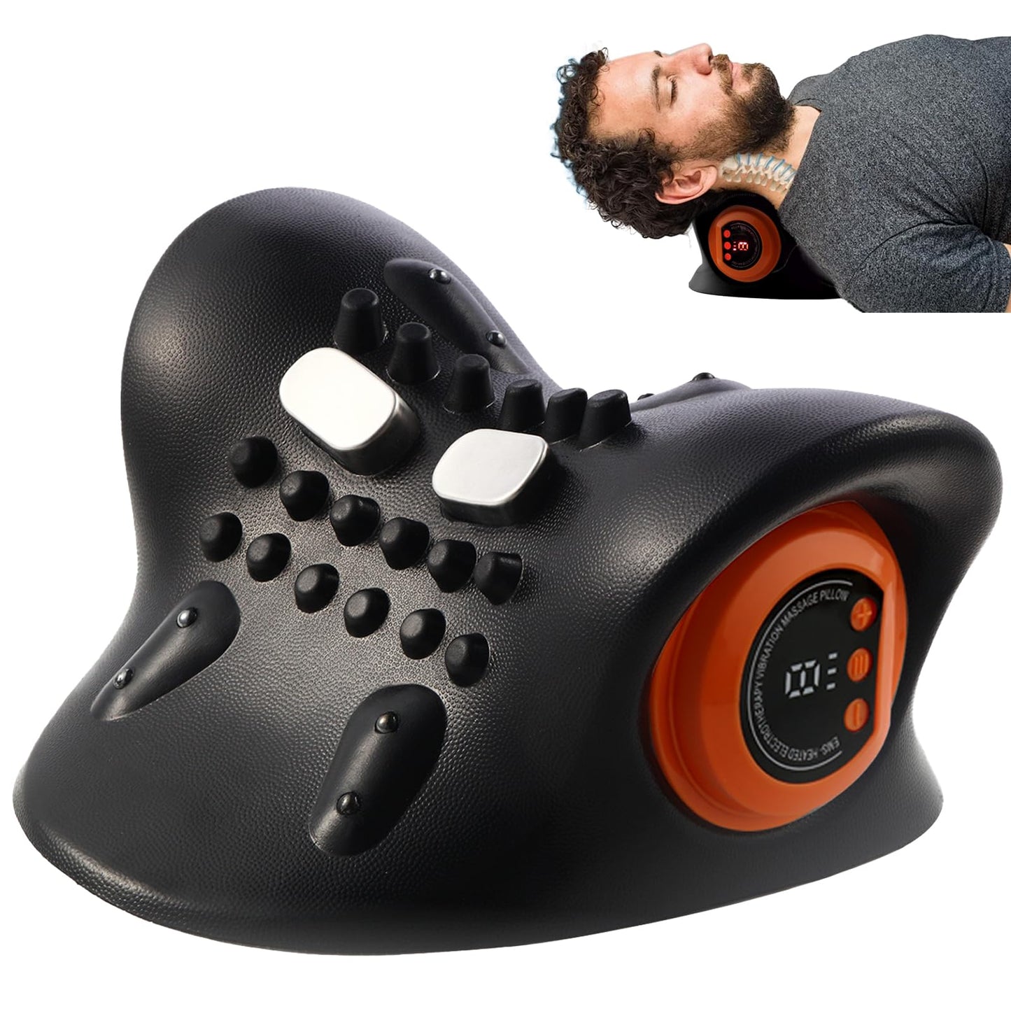 Neck Massager for Pain Relief,Portable Electric Massage Pillow with Heat,Deep Tissue Relaxation for Neck,Shoulders,Back,Perfect for Home, Office,Travel