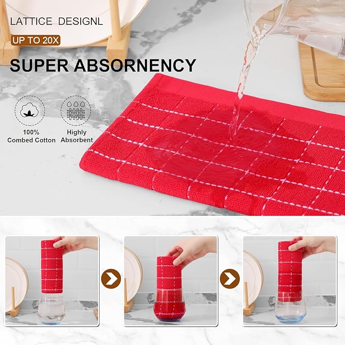 Mordimy 100% Cotton Terry Cloth Kitchen Towels, Super Soft and Absorbent Dish