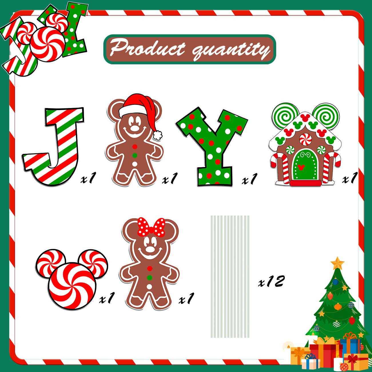 6Pcs Candy Outdoor Mouse Gingerbread Yard Signs - Candy Cane Peppermint Decorations - Waterproof Lawn Signs for Pathway Walkway Decor