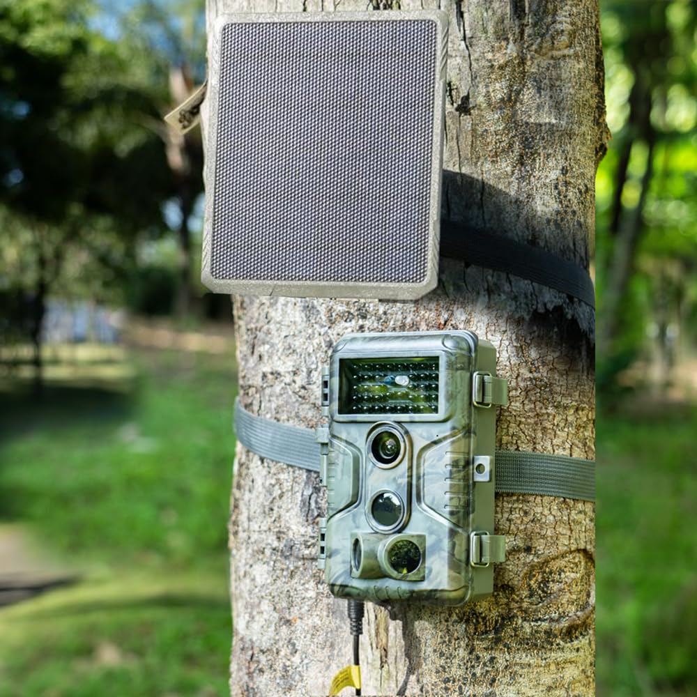 GardePro A3S Solar Trail Camera Bundle (Non-Cellular, Non-WiFi), Enhanced Low-Light Performance, 64MP Photo & 1296P HD Video, 0.1s Trigger, 100ft No-Glow Night Vision, Motion Activated Wildlife Camera