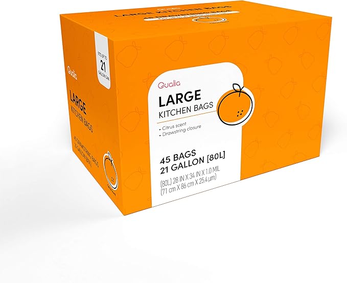 QUALIAZERO CITRUS SCENTED 21 Gal / 80 Liter | Drawstring Closure Trash Bag |