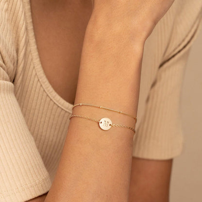 MONOZO Gold Initial Bracelets for Women Jewelry Gifts Trendy - Dainty Disc Monogram Letter A Gold Initial Bracelets Personalized Letter Bracelet Mothers Day Birthday Jewelry Gifts for Women Mom