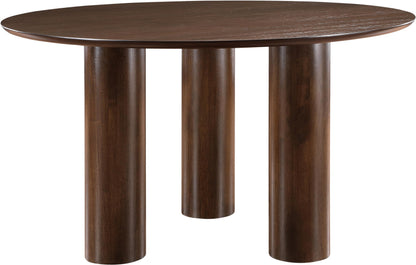 Meridian Furniture 943Brown-T Colosseum Collection Mid-Century Modern Dining Table with Rich Brown Walnut Finish, Oak Veneer, Mix of Solid Wood and MDF, 54" W x 54" D x 30" H, Brown