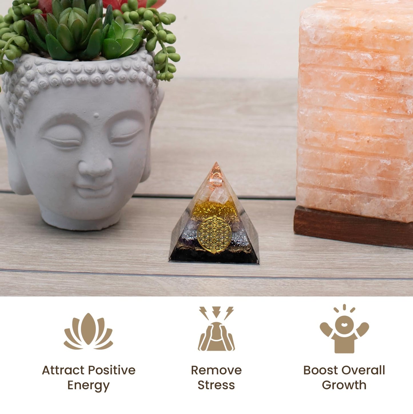 Citrine, Shungite Orgone Pyramid, Selenite, Rose Quartz, Amethyst, orgonite Chakra Pyramid Crystal, Energy Generator