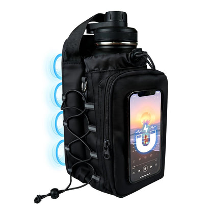 JACZZO Magnetic Gym Bag, Water Bottle Holder,Hands-Free Phone Mount,Gym Gifts for Women and Men (Black)