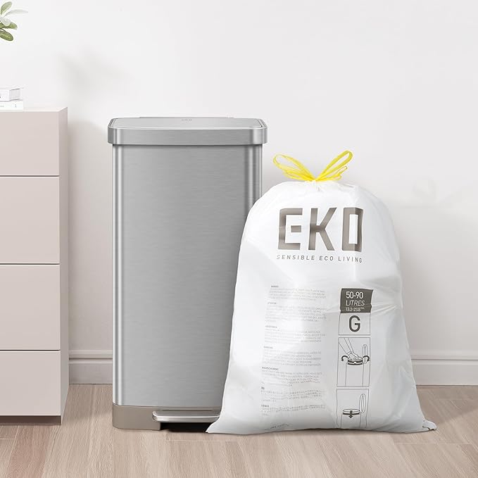 EKO 21 Gallon / 50-90 Liter, Extra-Strong Garbage Bags, Fresh Floral Scent