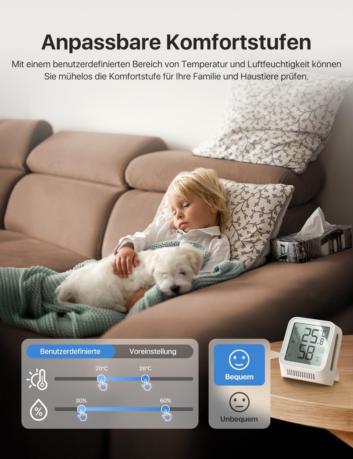 X-Sense Wi-Fi Indoor Hygrometer, Smart Hygrometer Thermometer with Remote Monitoring & App Control, SBS50 Base Station Required, Model STH0A, 3pcs