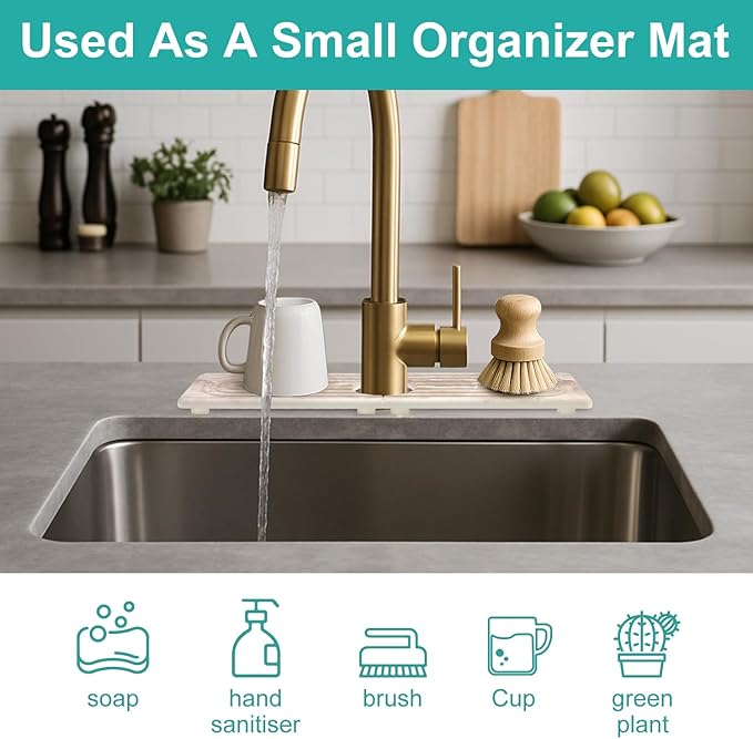 Large Stone Faucet Mat for Kitchen Sink Water Catcher Diatomite Quick Dry Stone
