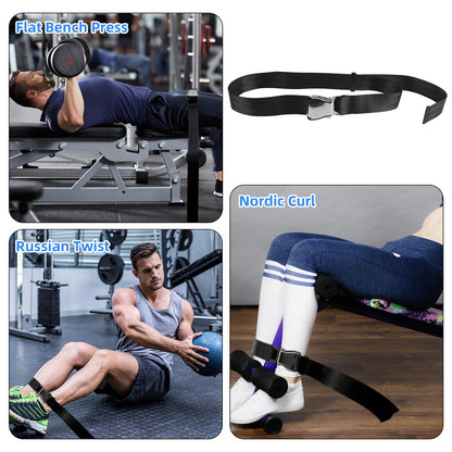 Nordic Hamstring Curl Strap, Polyester Premium Durable Nordic Curl Bench Belt Practical Home Gym Workout Accessories Suitable for Women Men (Black)